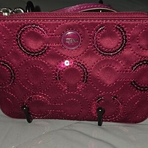 Coach Pink Sequin Signature Wristlet